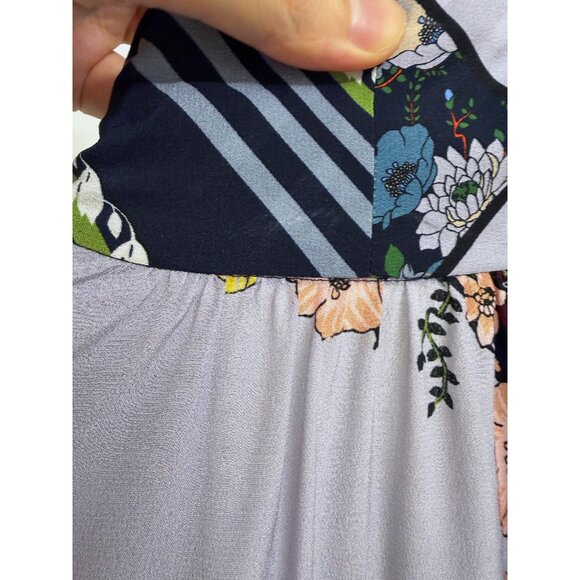 Tory Burch Homage to Flower Patchwork Silk Blouse Top Floral Stripe Bow Tie 4 - Picture 12 of 16